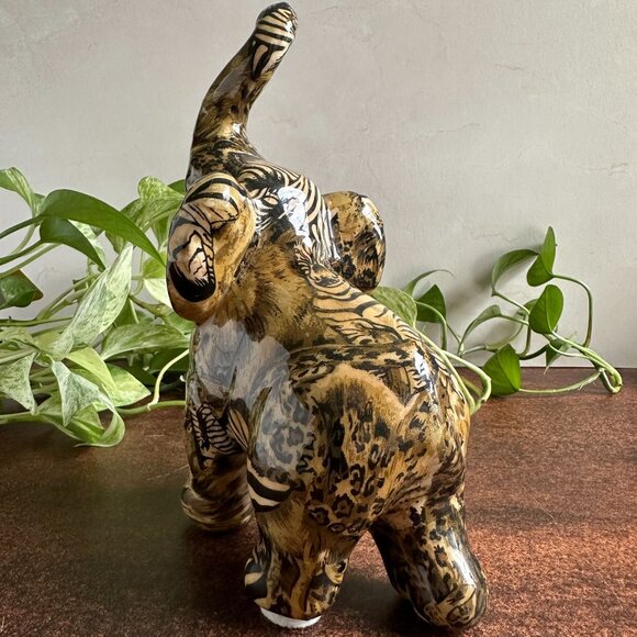 Le Vie Ceramic Elephant Figurine Animal Print Y2K - Picture 10 of 12